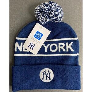 New York Yankees beanie knit cap hat snow winter ski logo Cap Blue GA 9/6 2023